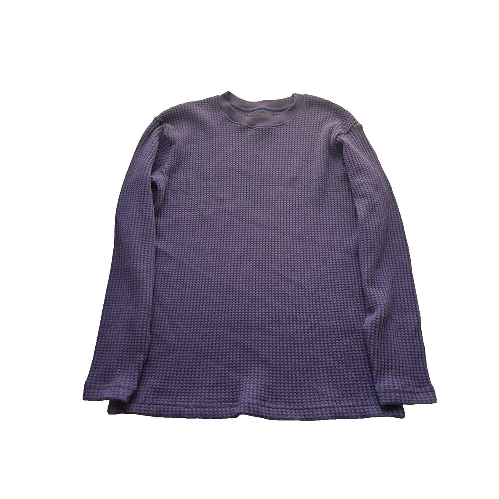 American Giant Waffle Long Sleeve Crew T Shirt Knit Mens M Purple Tee Stretch